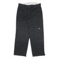 DICKIES Mens Black Cotton Blend Loose Fit Straight Trousers W34 L30 Workwear