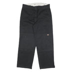 DICKIES Mens Black Cotton Blend Loose Fit Straight Trousers W34 L30 Workwear