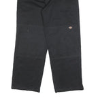 DICKIES Mens Black Cotton Blend Loose Fit Straight Trousers W34 L30 Workwear