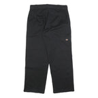 DICKIES Mens Black Cotton Blend Loose Fit Straight Trousers W34 L30 Workwear