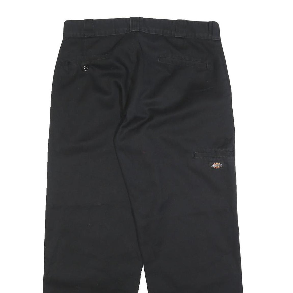 DICKIES Mens Black Cotton Blend Loose Fit Straight Trousers W34 L30 Workwear