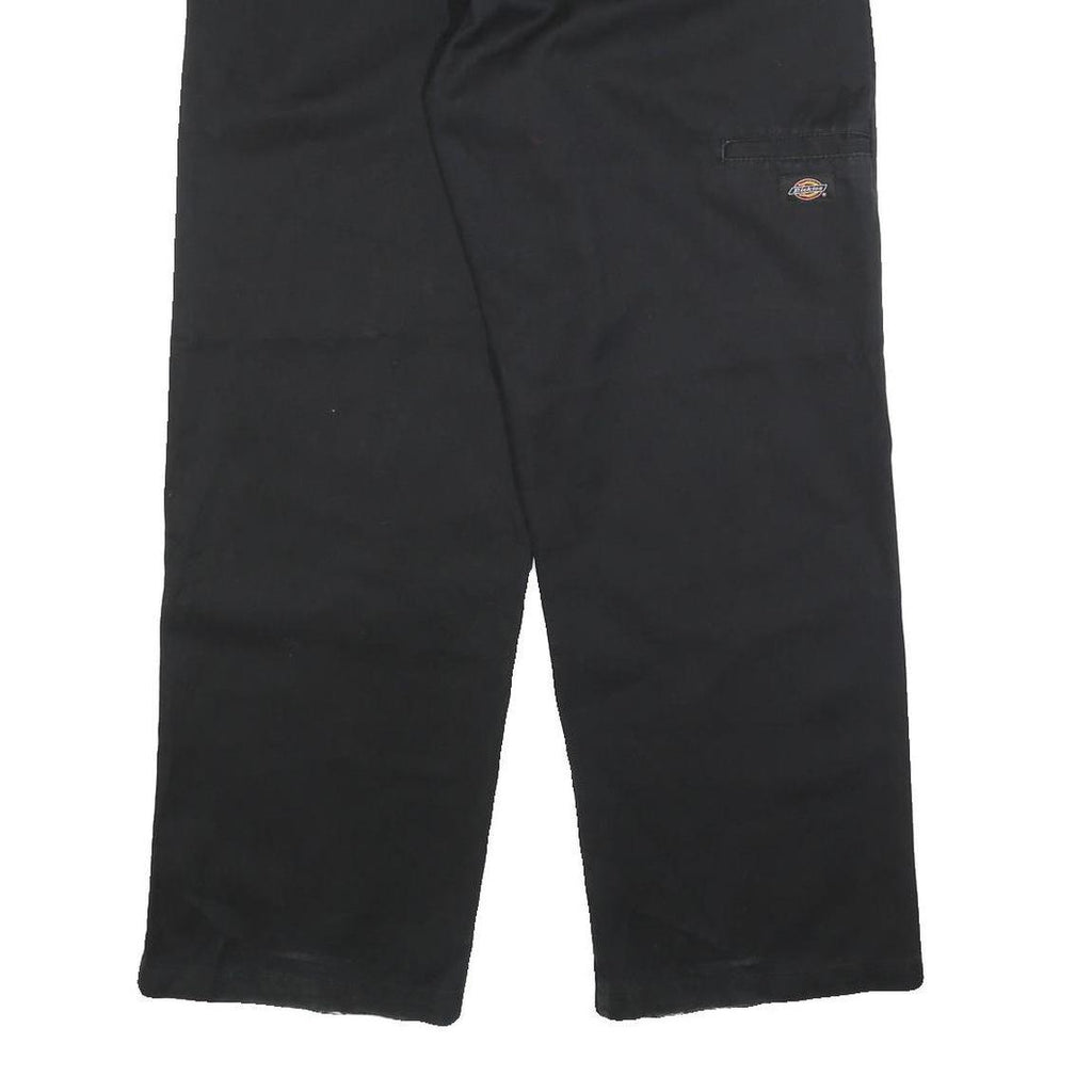 DICKIES Mens Black Cotton Blend Loose Fit Straight Trousers W34 L30 Workwear