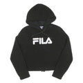 FILA Womens Black Logo Cropped Pullover Hoodie XS