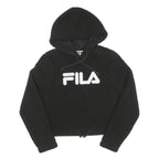 FILA Womens Black Logo Cropped Pullover Hoodie XS