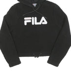 FILA Womens Black Logo Cropped Pullover Hoodie XS