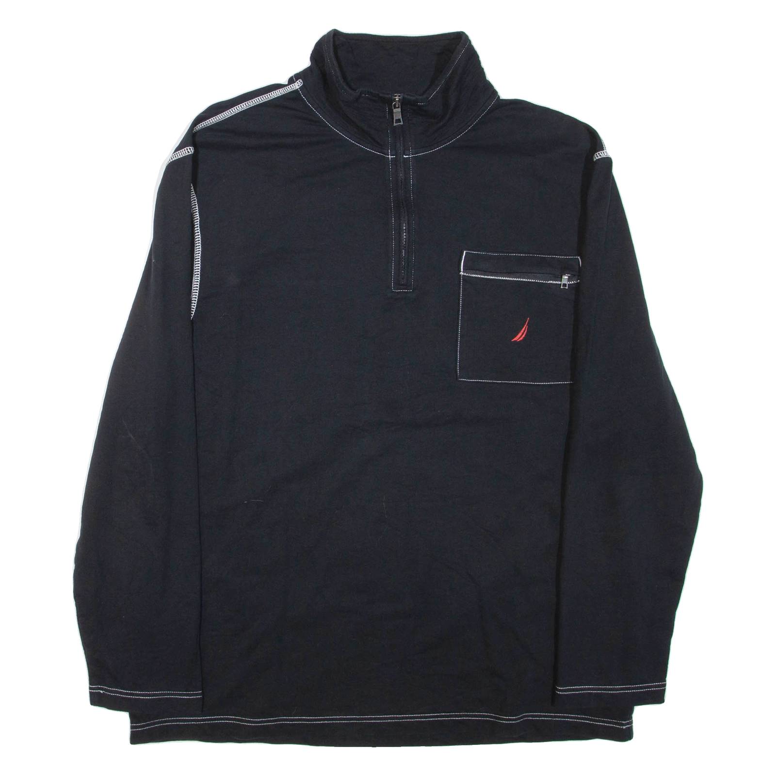 NAUTICA Mens Sweatshirt Black 1/4 Zip XL