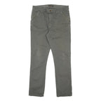 NUDIE JEANS Mens Cotton Blend Grey Slim Straight Trousers W33 L32 Stylish Zip