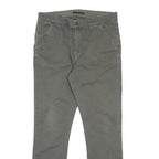 NUDIE JEANS Mens Cotton Blend Grey Slim Straight Trousers W33 L32 Stylish Zip