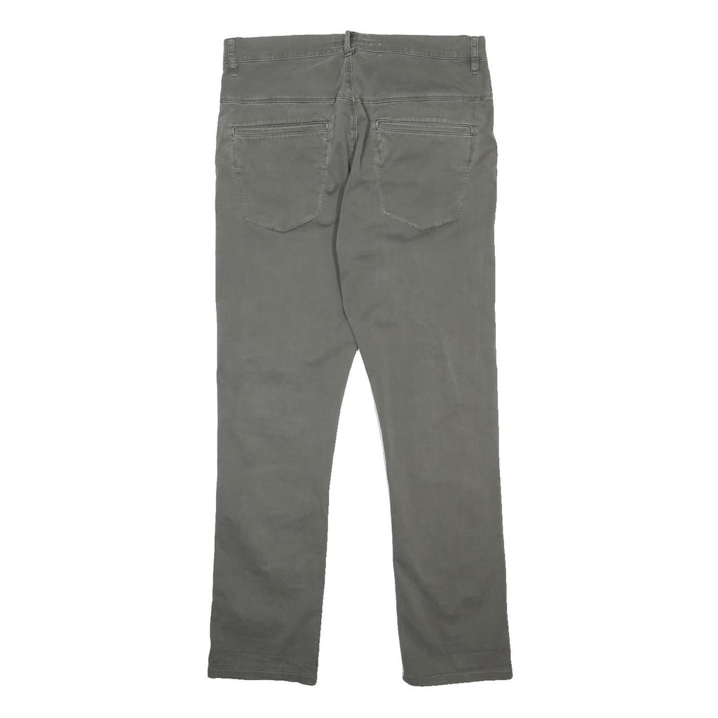 NUDIE JEANS Mens Cotton Blend Grey Slim Straight Trousers W33 L32 Stylish Zip