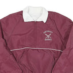 OPTI Mens Maroon & White Baseball Baseball Jacket L Polyester Blend Zip Pullover