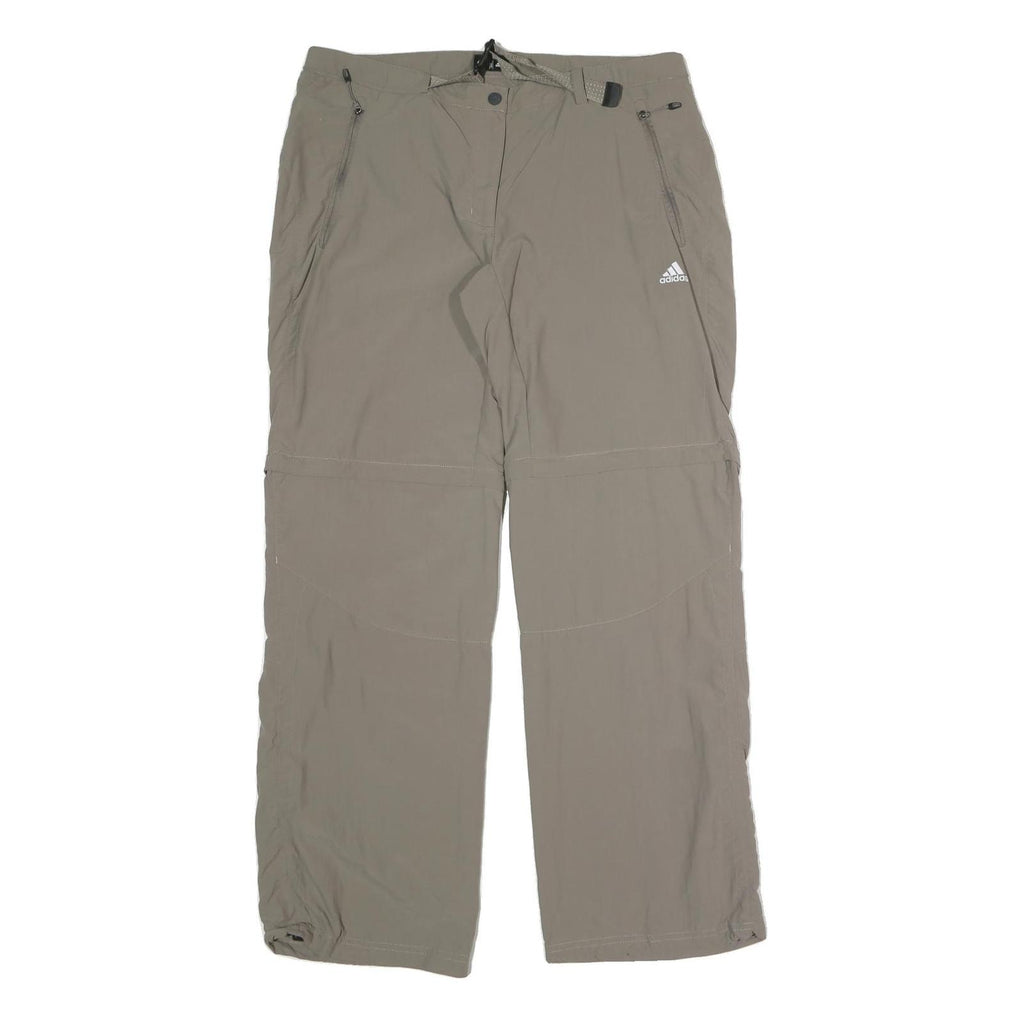 ADIDAS Womens Polyester Blend Beige Relaxed Straight Trousers W34 L31 Outdoor