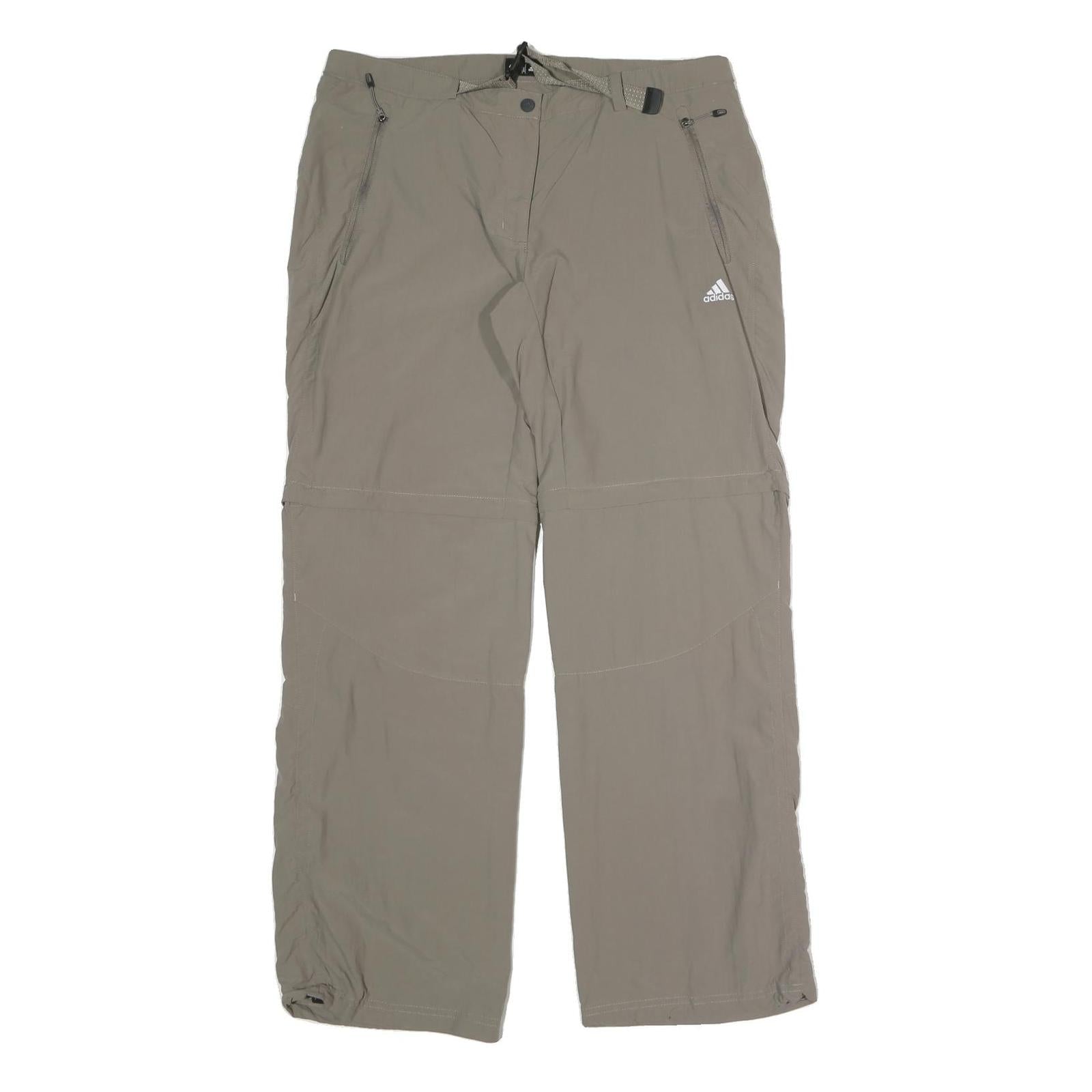 ADIDAS Womens Polyester Blend Beige Relaxed Straight Trousers W34 L31 Outdoor