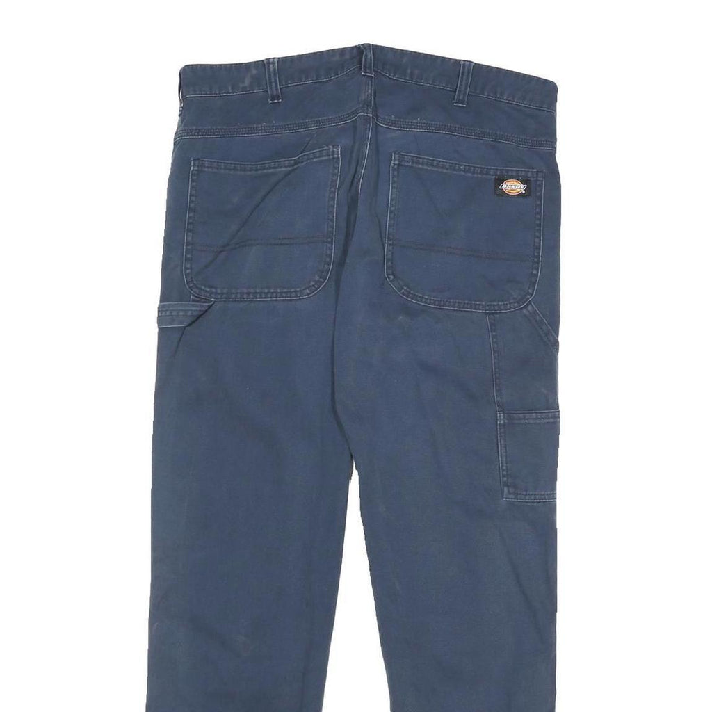 DICKIES Mens Cotton Blend Navy Regular Fit Straight Leg Trousers W32 L28