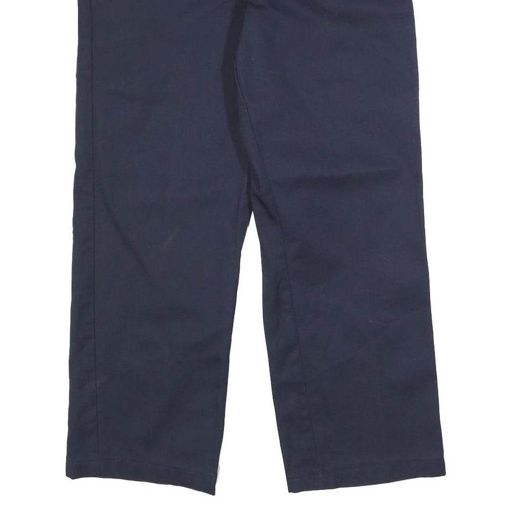DICKIES Mens Cotton Blend Navy Regular Slim Straight Trousers W33 L26 Workwear