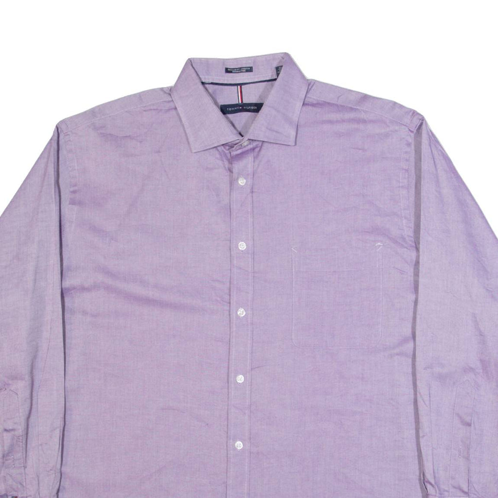 TOMMY HILFIGER Mens Plain Shirt Purple Long Sleeve XL