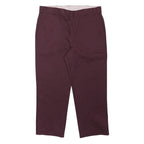 DICKIES Mens Polyester Blend Burgundy Regular Straight Trousers W38 L28 Workwear