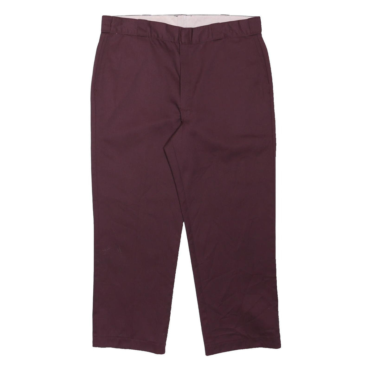 DICKIES Mens Polyester Blend Burgundy Regular Straight Trousers W38 L28 Workwear