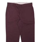 DICKIES Mens Polyester Blend Burgundy Regular Straight Trousers W38 L28 Workwear