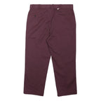 DICKIES Mens Polyester Blend Burgundy Regular Straight Trousers W38 L28 Workwear