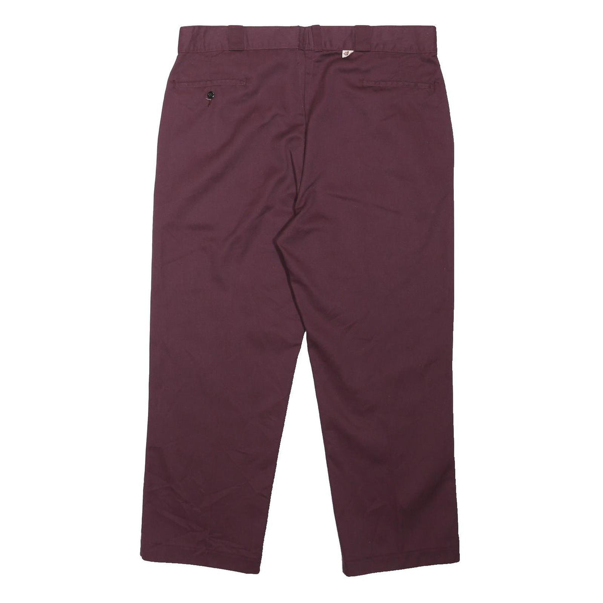 DICKIES Mens Polyester Blend Burgundy Regular Straight Trousers W38 L28 Workwear