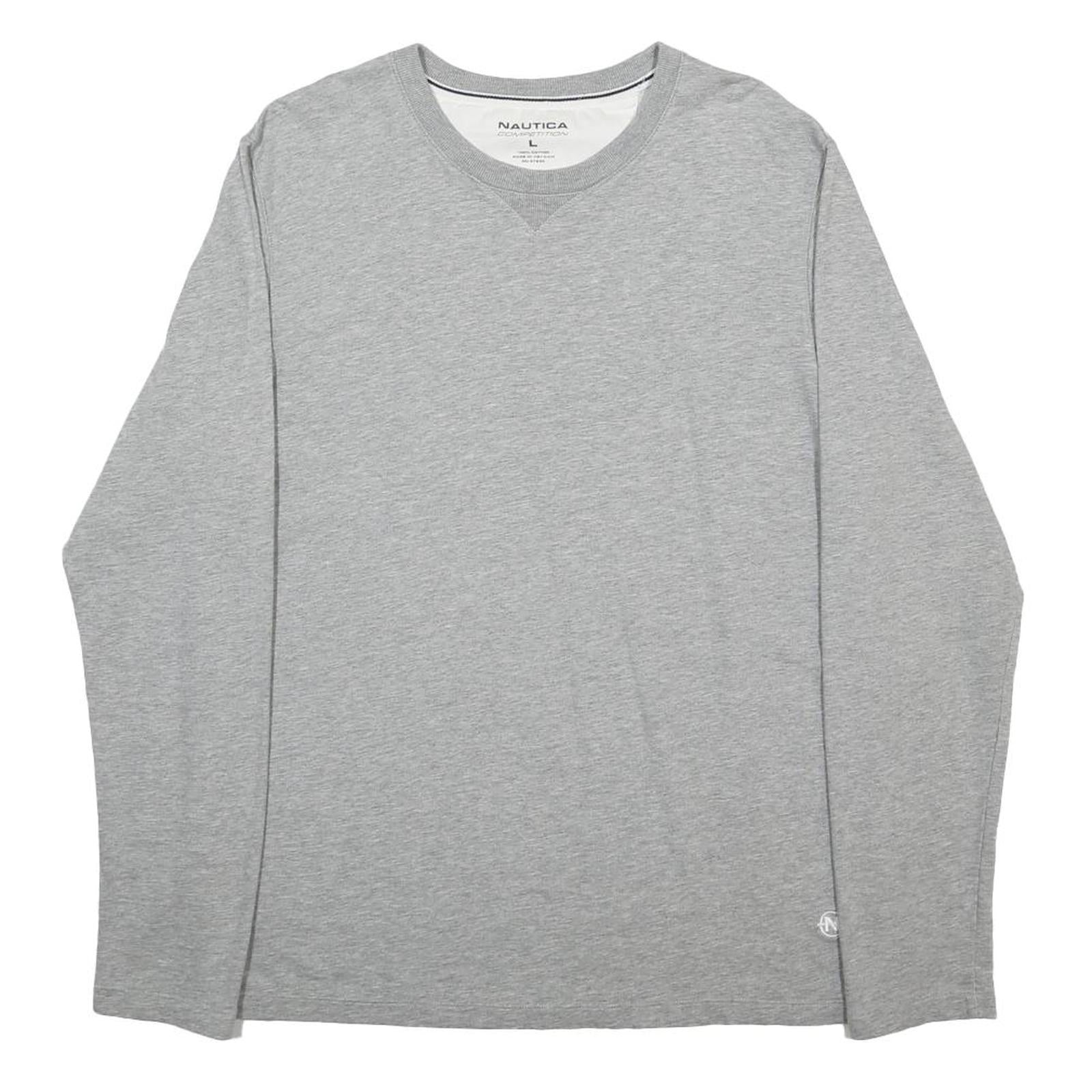 NAUTICA Mens Grey Long Sleeve Crew Neck Cotton Blend T-Shirt L Casual Comfort