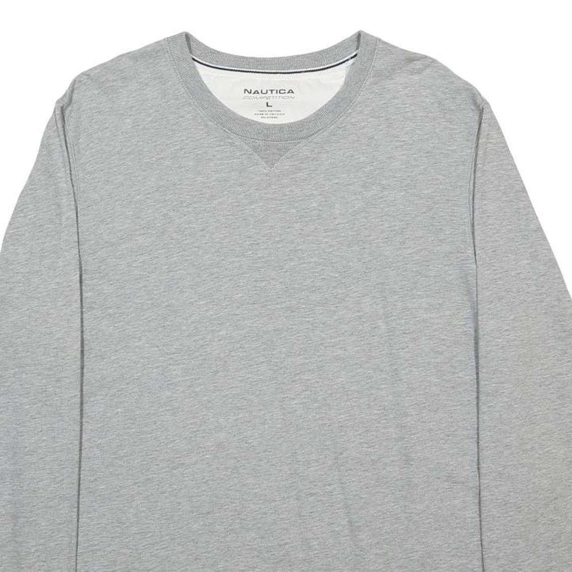 NAUTICA Mens Grey Long Sleeve Crew Neck Cotton Blend T-Shirt L Casual Comfort