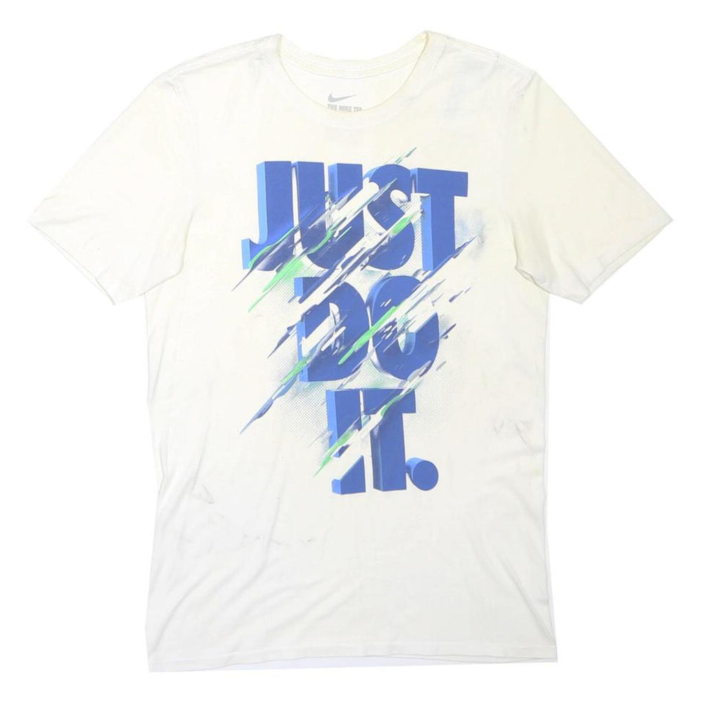 NIKE Mens White Short Sleeve Crew Neck Graphic T-Shirt S Cotton Sport Casual