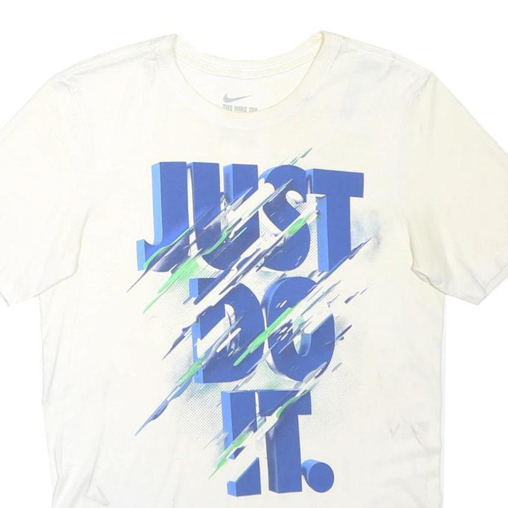 NIKE Mens White Short Sleeve Crew Neck Graphic T-Shirt S Cotton Sport Casual