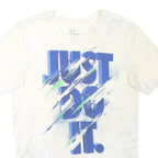 NIKE Mens White Short Sleeve Crew Neck Graphic T-Shirt S Cotton Sport Casual