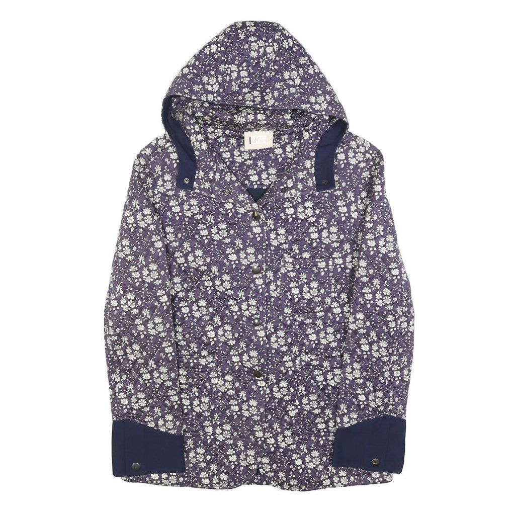GB Womens Purple & White Floral Button Jacket S Cotton Blend Casual Lightweight