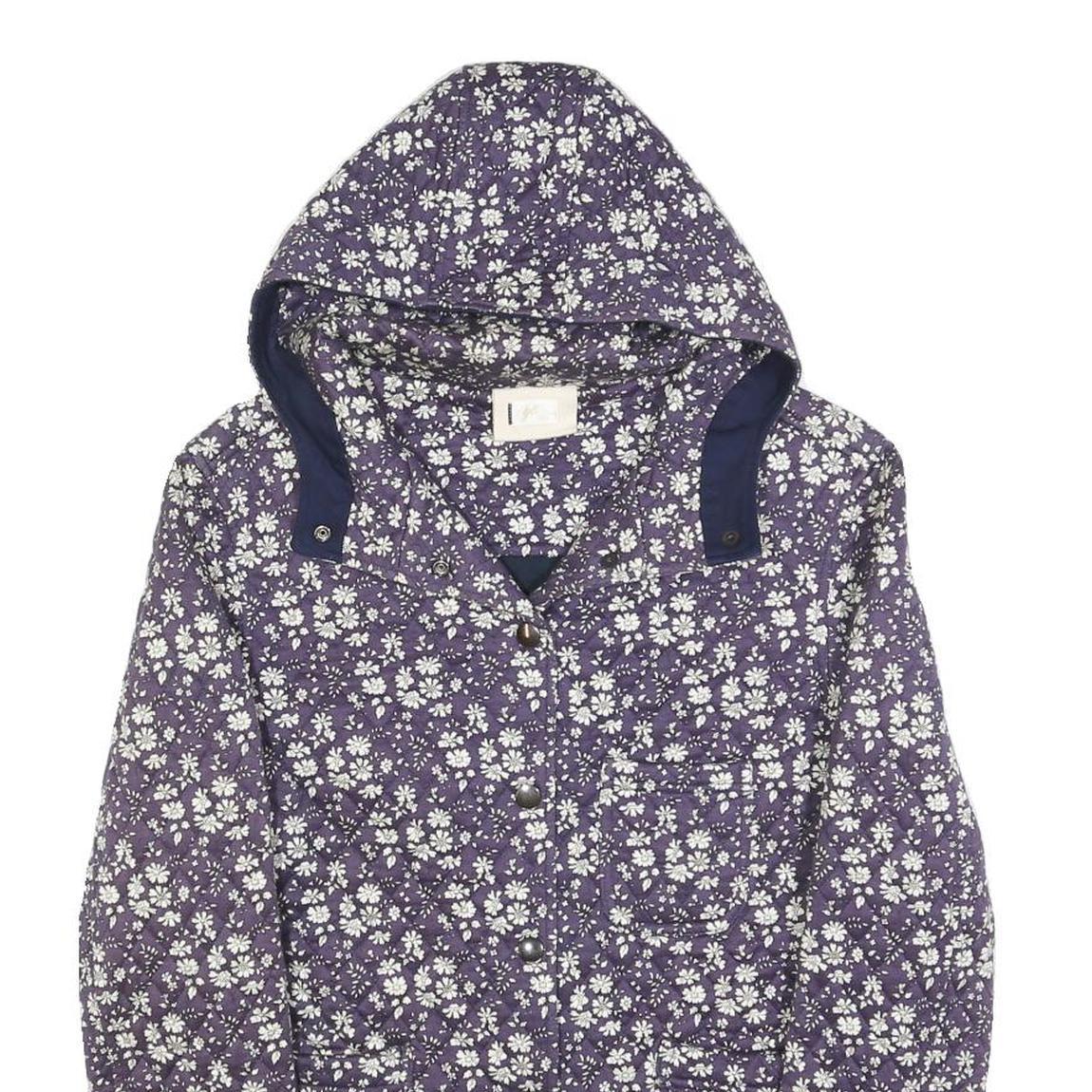 GB Womens Purple & White Floral Button Jacket S Cotton Blend Casual Lightweight