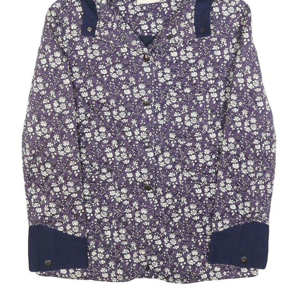 GB Womens Purple & White Floral Button Jacket S Cotton Blend Casual Lightweight