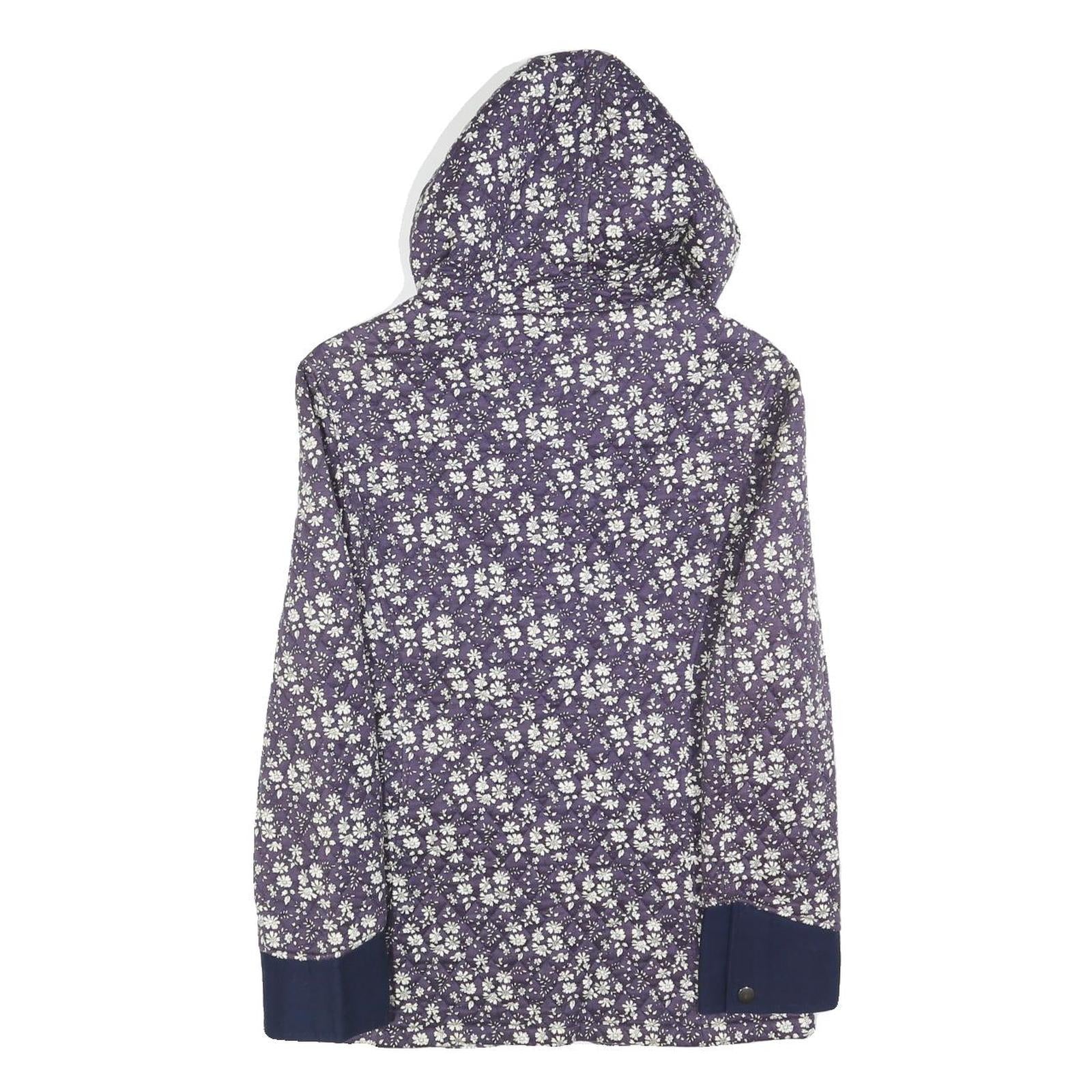 GB Womens Purple & White Floral Button Jacket S Cotton Blend Casual Lightweight