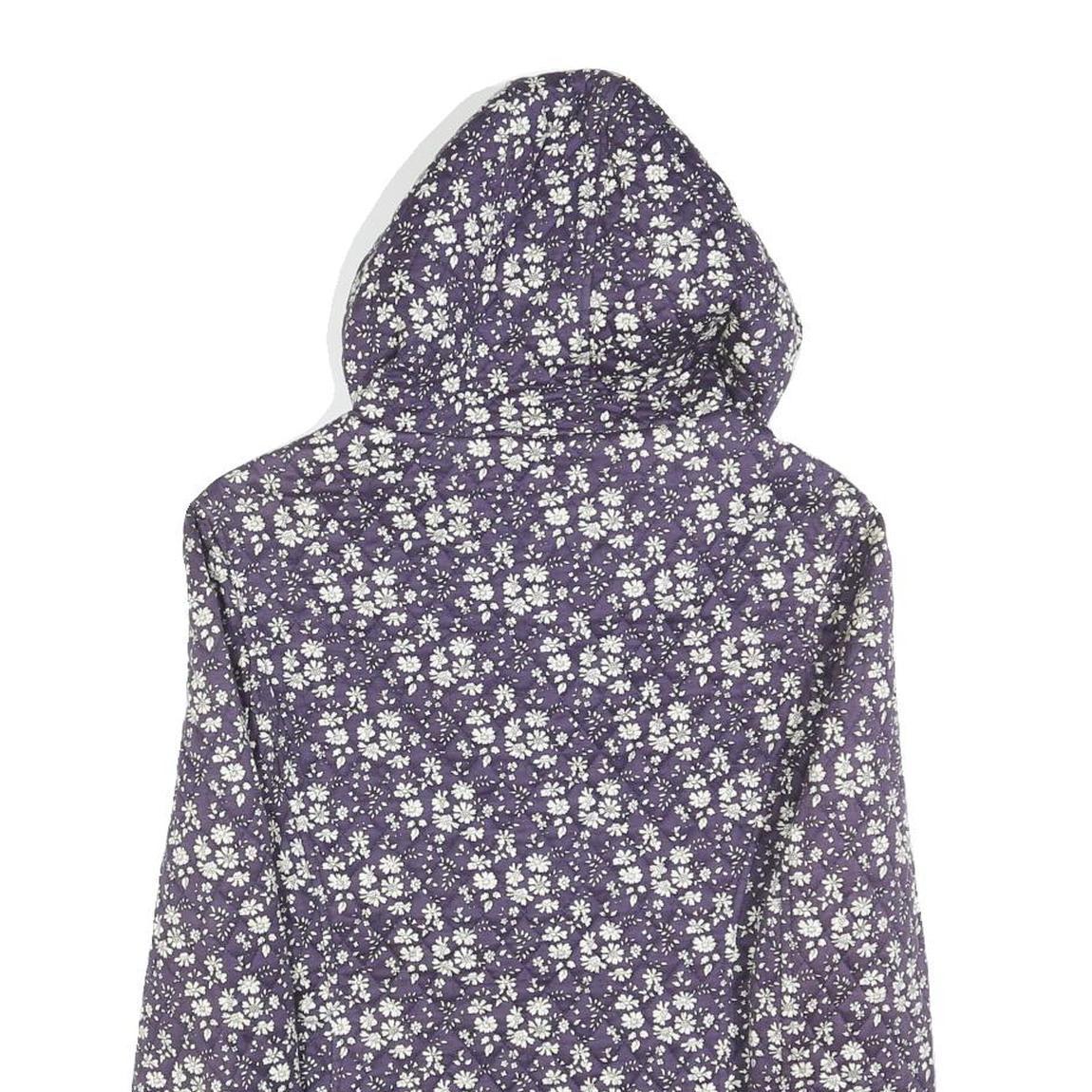 GB Womens Purple & White Floral Button Jacket S Cotton Blend Casual Lightweight