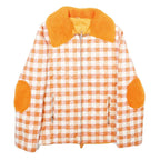 NILSEC Womens Orange & White Check Zip Jacket S Polyester Blend Stylish Padded