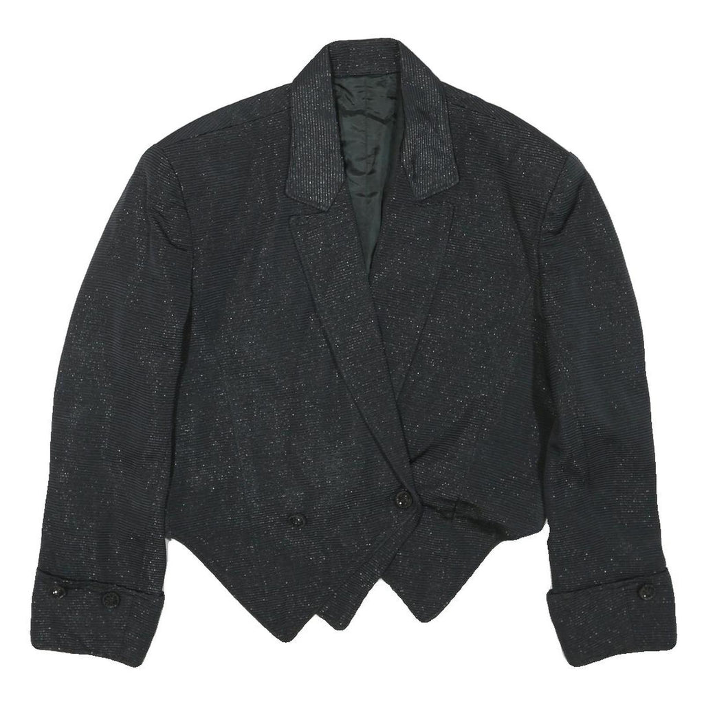 Womens Black Button Jacket L Woven Glitter Evening Wear