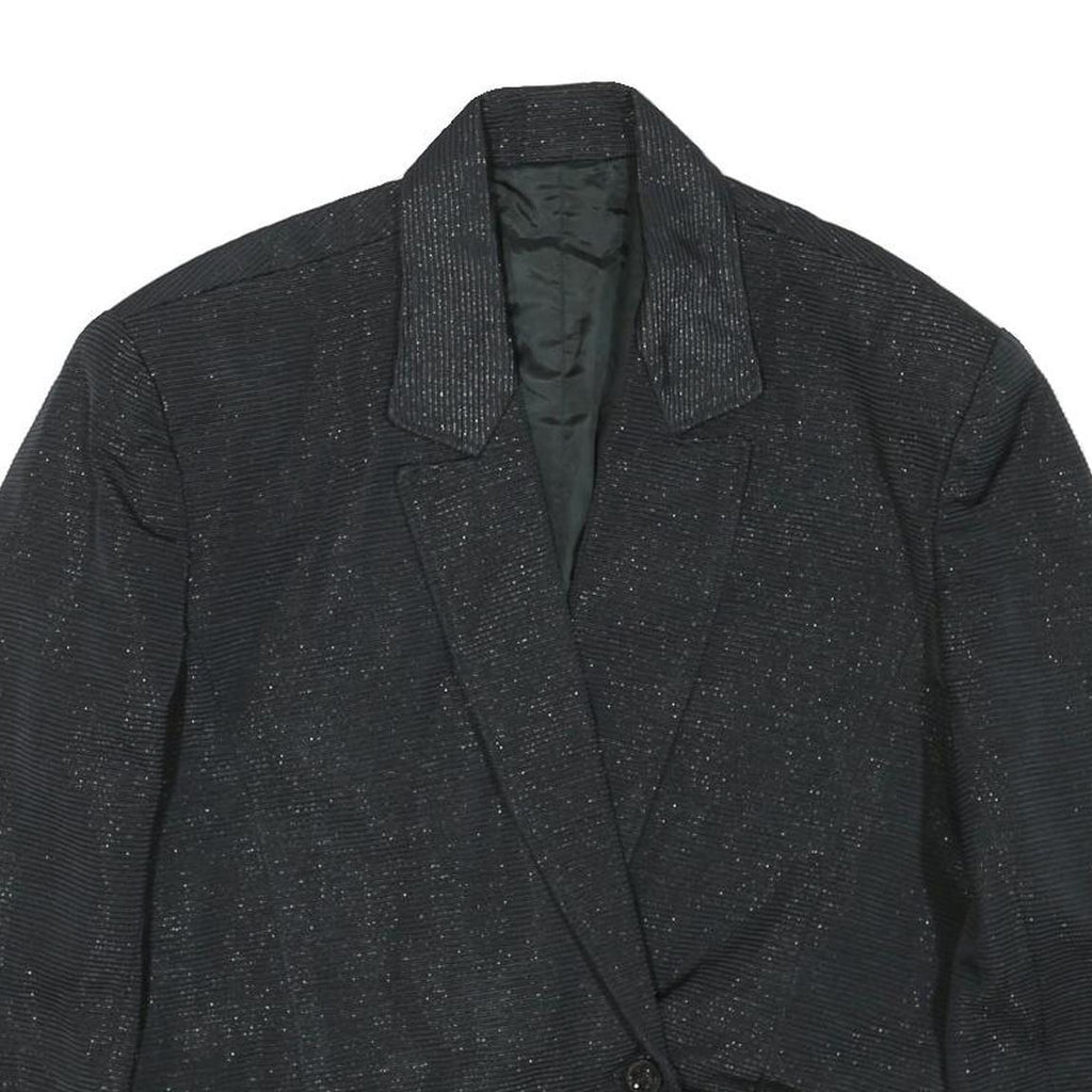 Womens Black Button Jacket L Woven Glitter Evening Wear