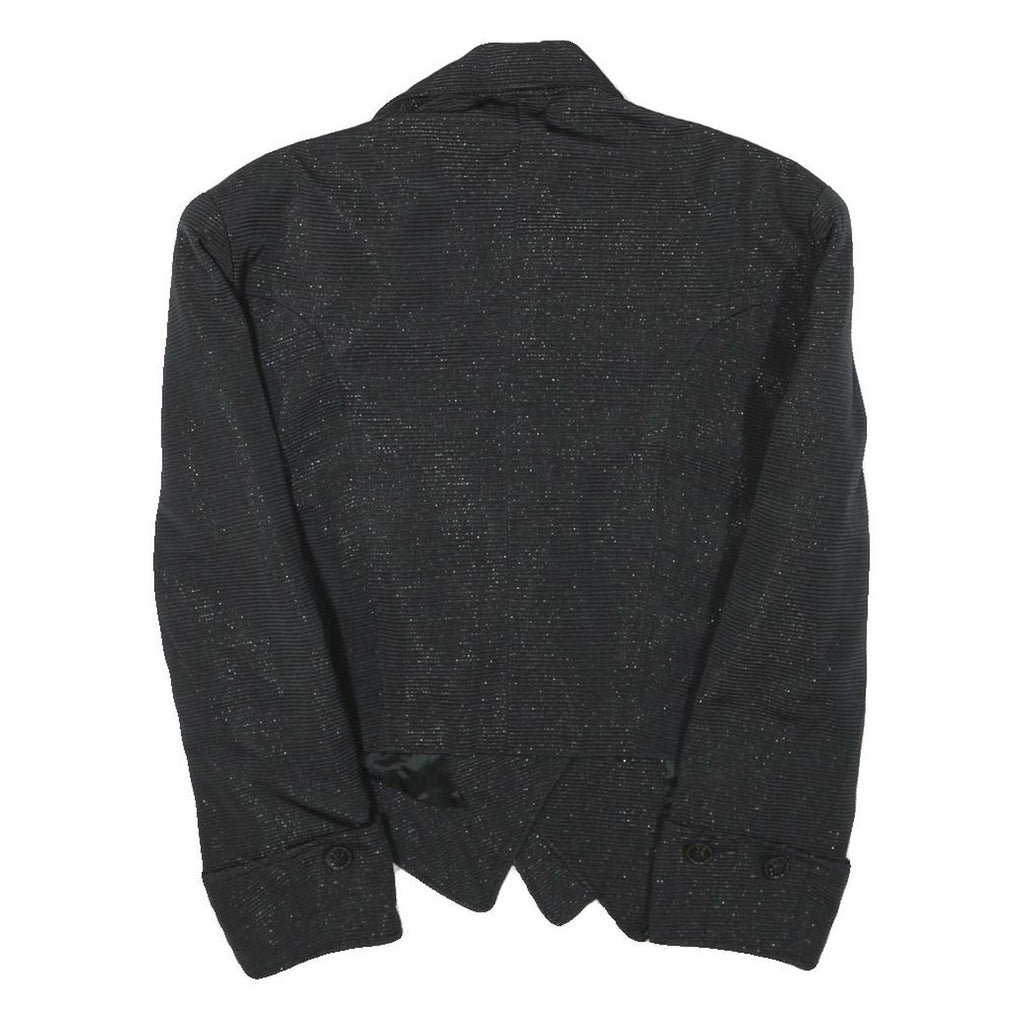 Womens Black Button Jacket L Woven Glitter Evening Wear
