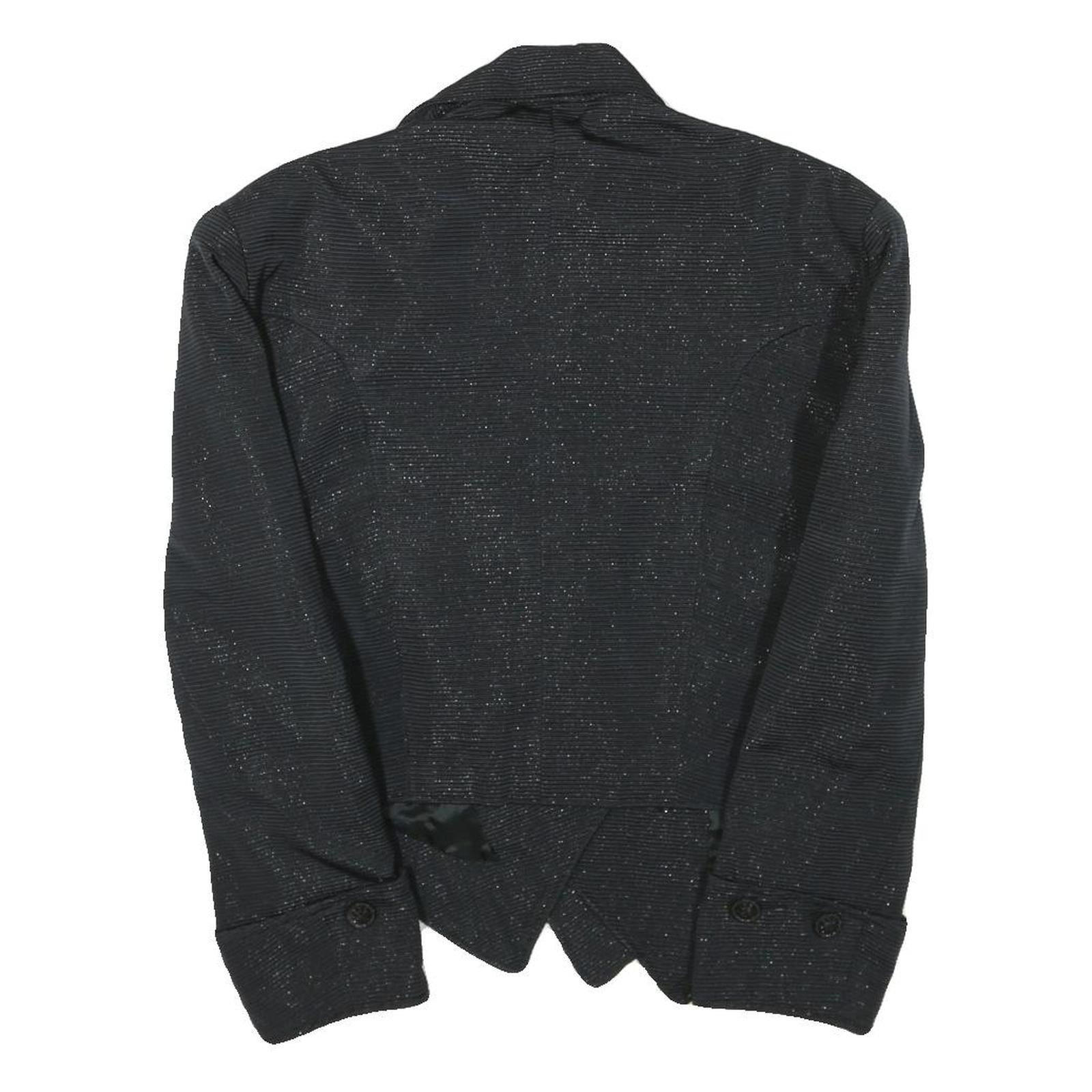Womens Black Button Jacket L Woven Glitter Evening Wear