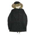 LEVI'S Womens Black Cotton Hooded Jacket M Zip Casual Winter Outerwear