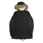 LEVI'S Womens Black Cotton Hooded Jacket M Zip Casual Winter Outerwear