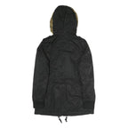 LEVI'S Womens Black Cotton Hooded Jacket M Zip Casual Winter Outerwear