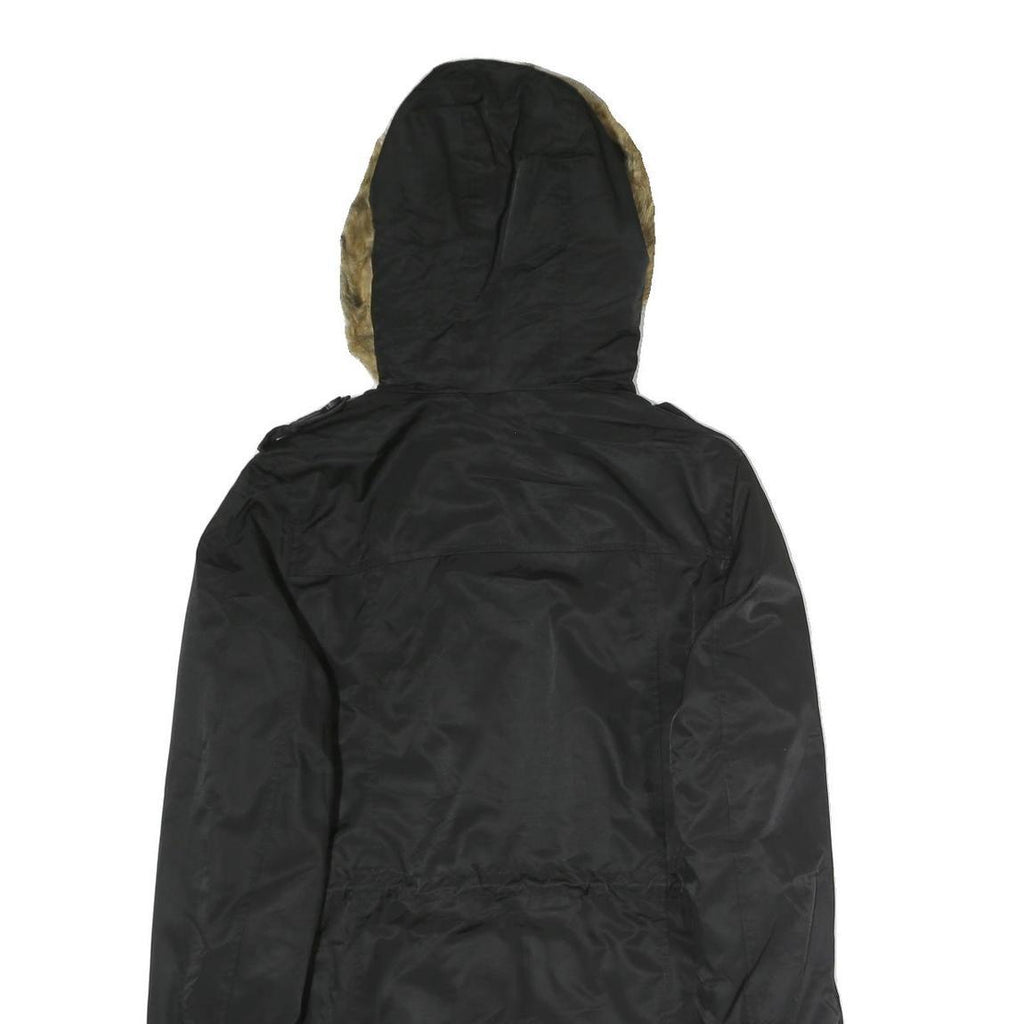 LEVI'S Womens Black Cotton Hooded Jacket M Zip Casual Winter Outerwear