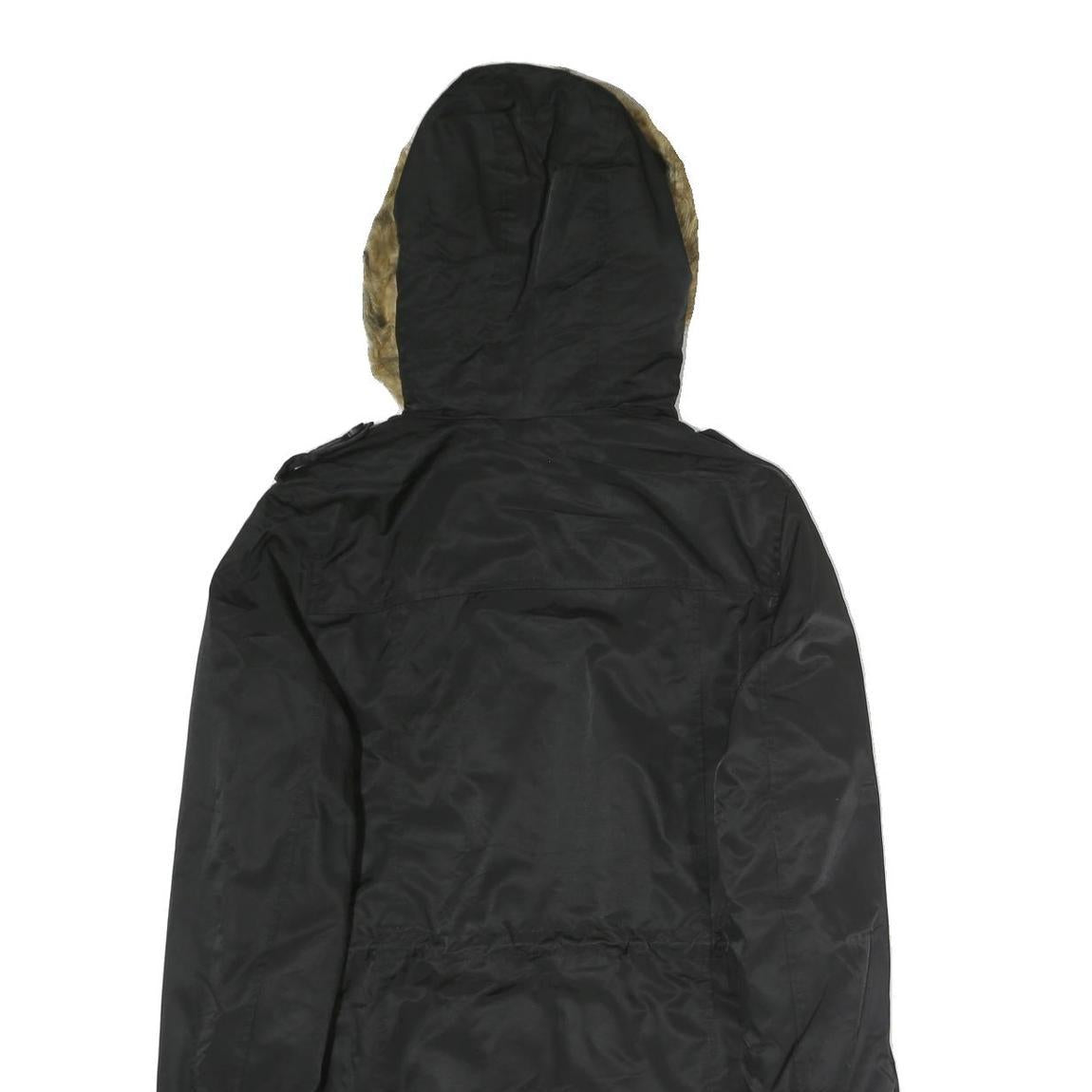 LEVI'S Womens Black Cotton Hooded Jacket M Zip Casual Winter Outerwear