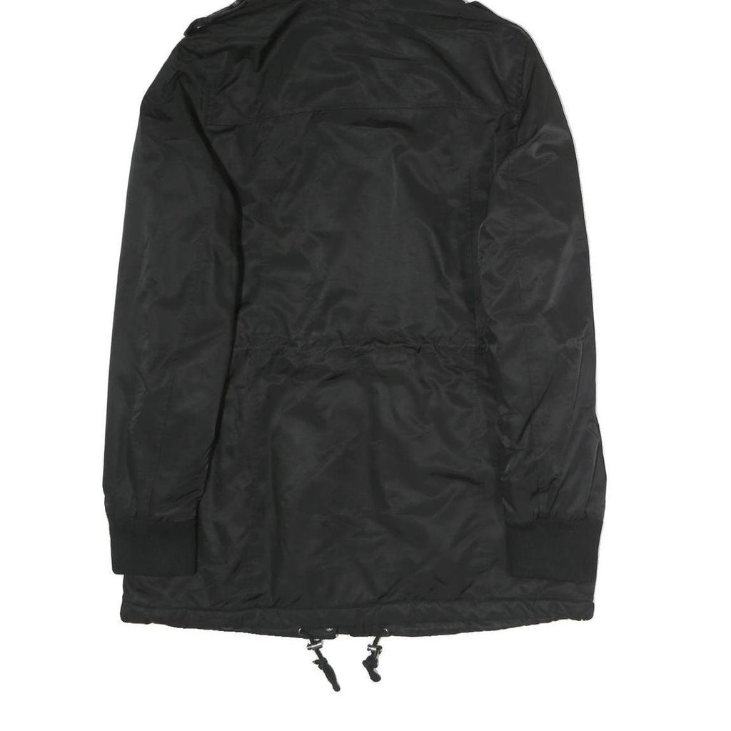 LEVI'S Womens Black Cotton Hooded Jacket M Zip Casual Winter Outerwear