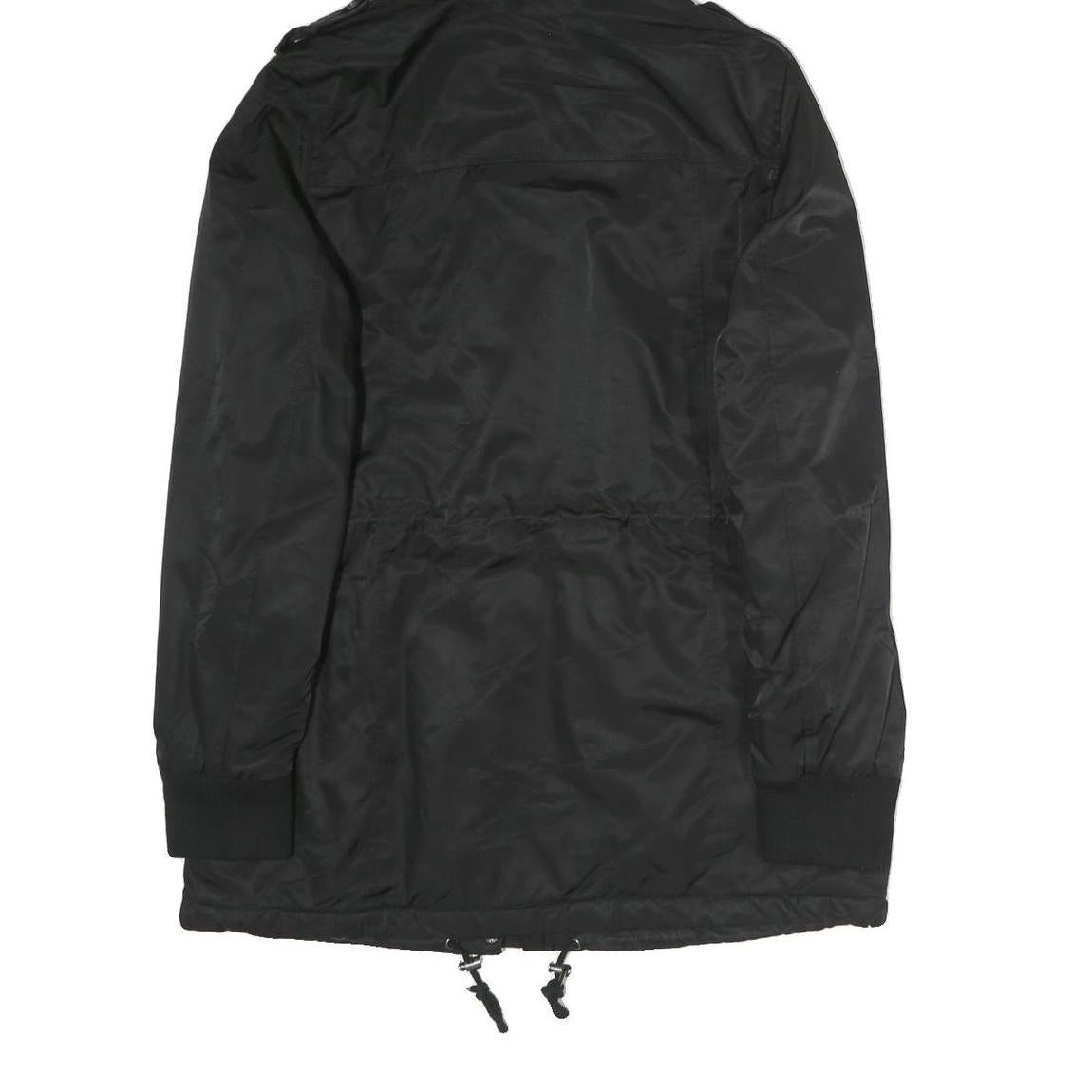 LEVI'S Womens Black Cotton Hooded Jacket M Zip Casual Winter Outerwear