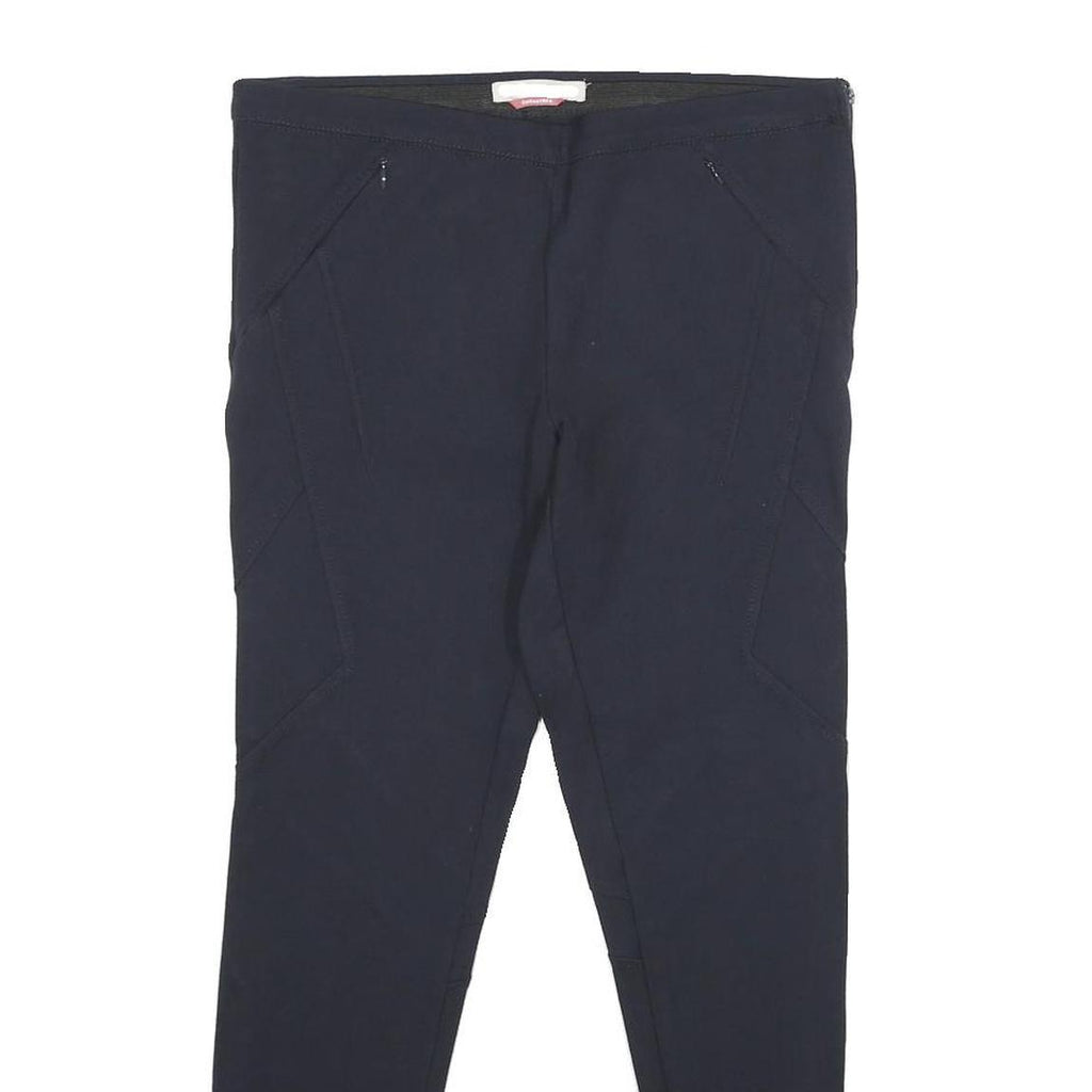 STEFANEL Womens Viscose Blend Navy Slim Zip Trousers W30 L26 Stylish Comfort