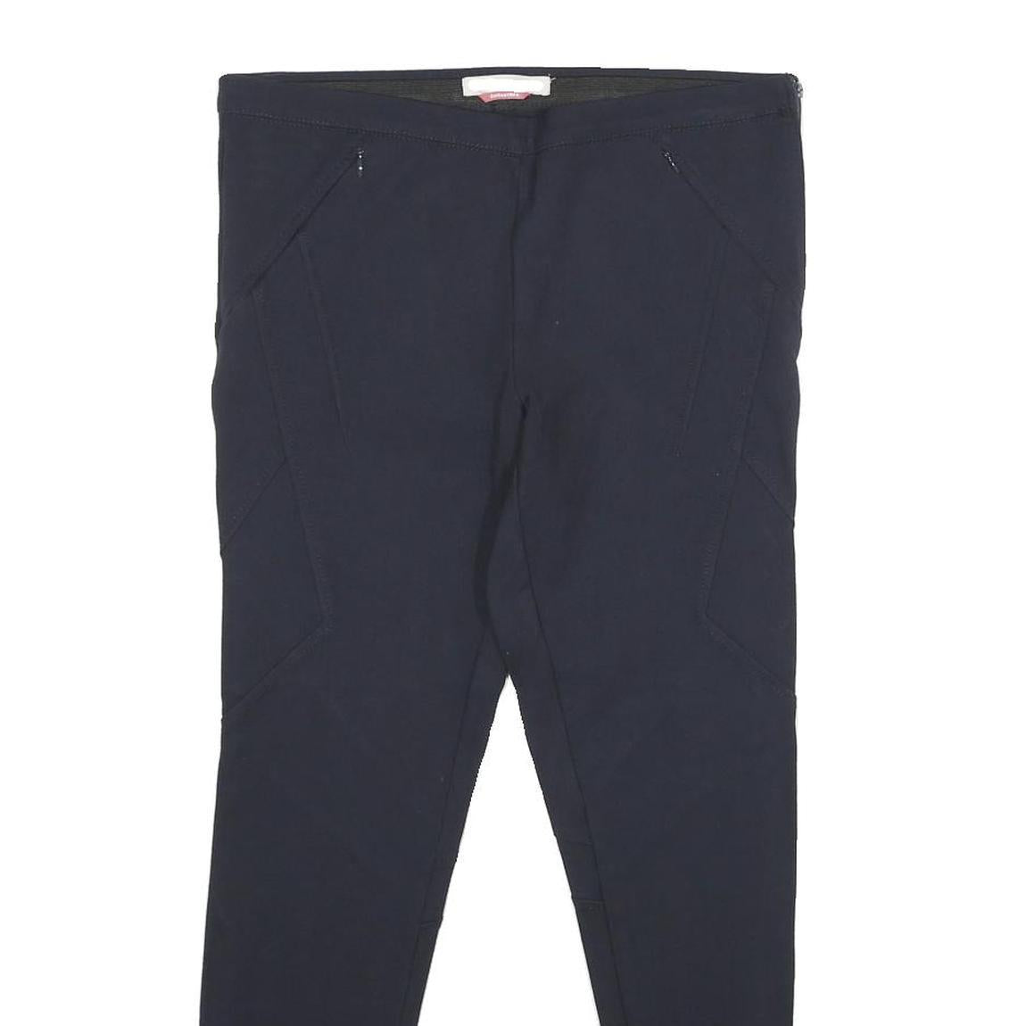 STEFANEL Womens Viscose Blend Navy Slim Zip Trousers W30 L26 Stylish Comfort