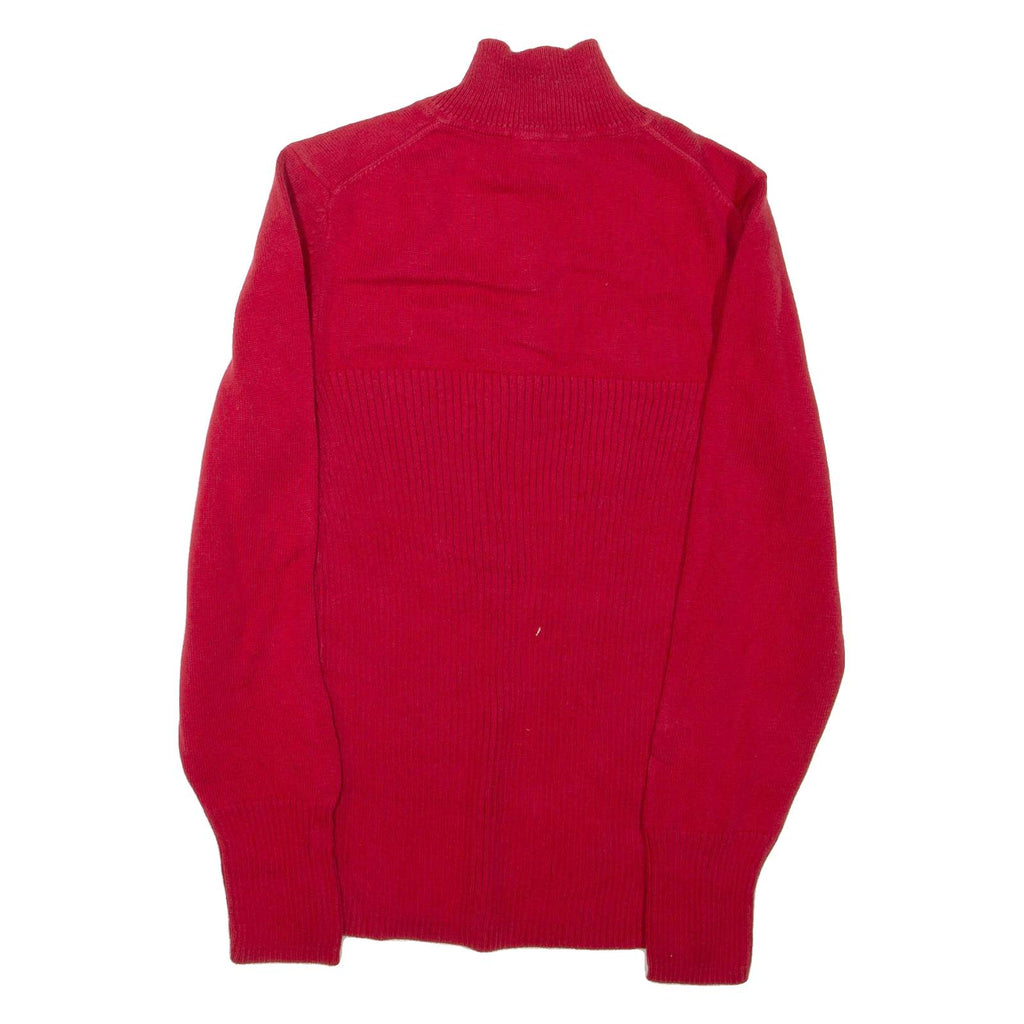 TOMMY HILFIGER Womens Jumper Red 1/4 Zip Tight Knit L