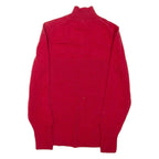 TOMMY HILFIGER Womens Jumper Red 1/4 Zip Tight Knit L